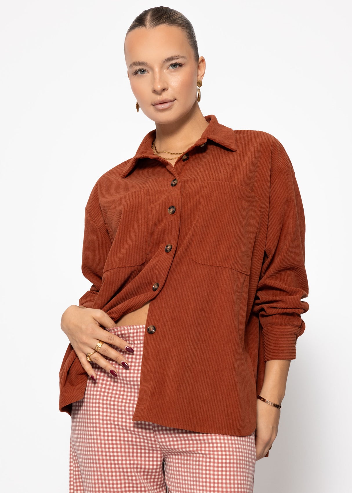 Hemdjacke aus Cord - rostrot
