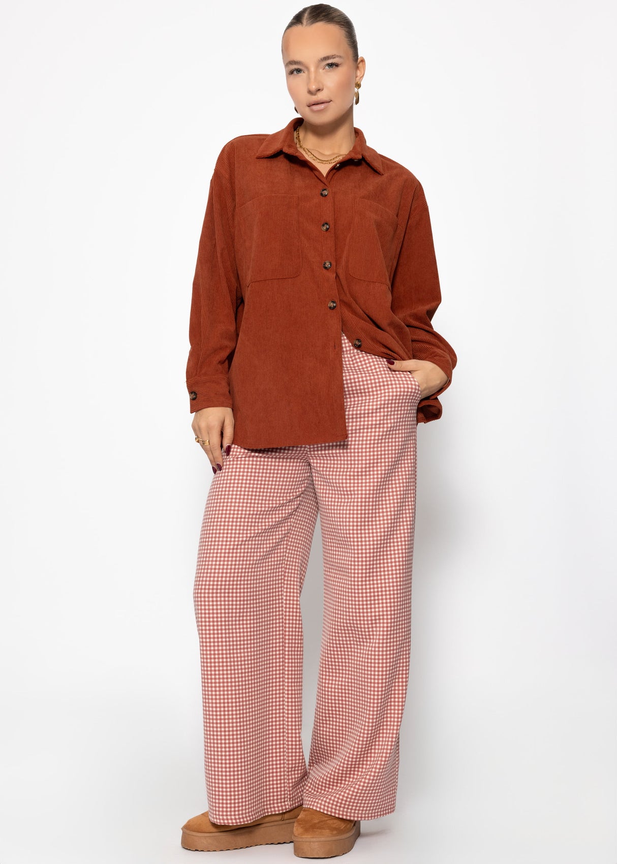 Hemdjacke aus Cord - rostrot