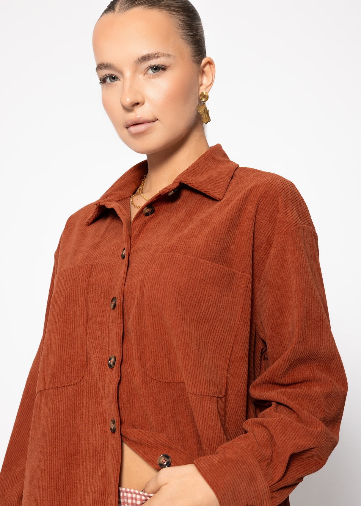 Hemdjacke aus Cord - rostrot
