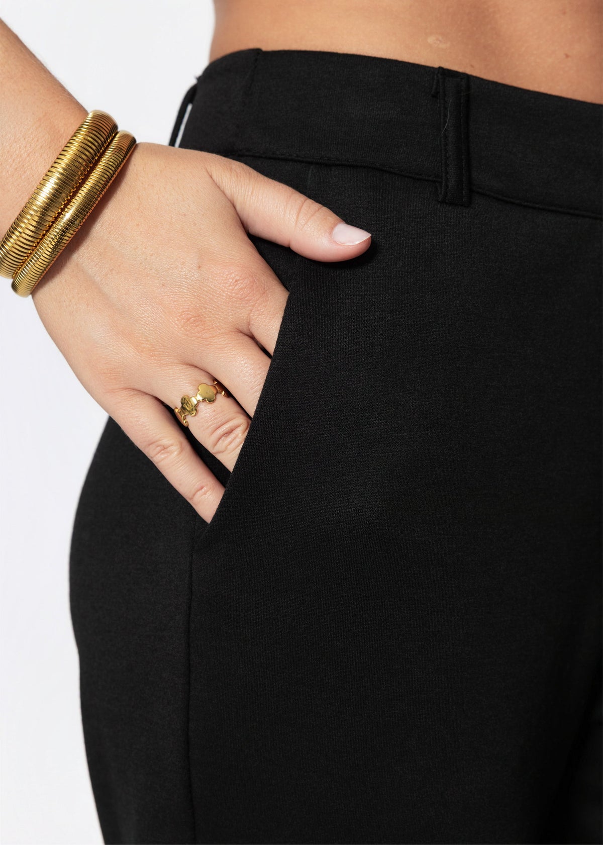 High Waist Jerseyhose - schwarz