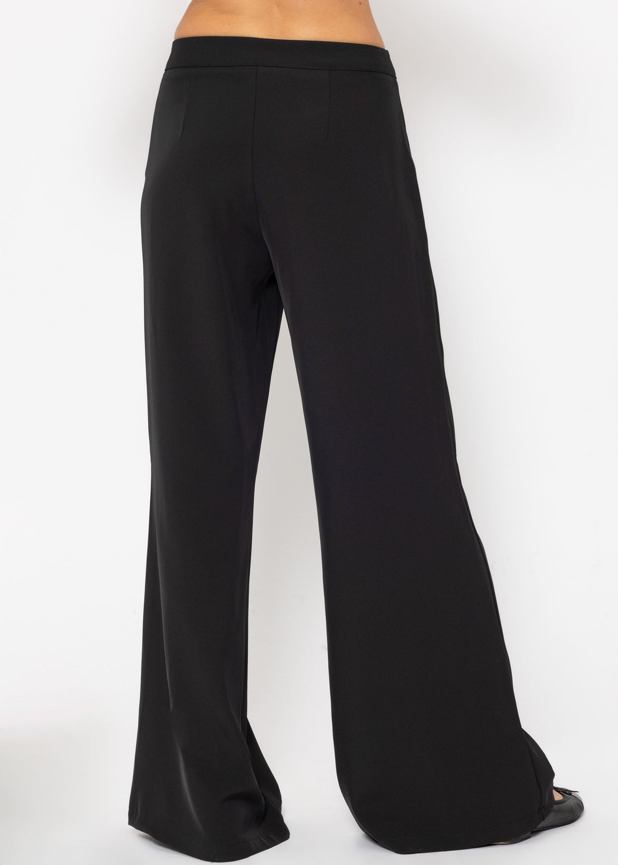 High waist palazzo pants - black