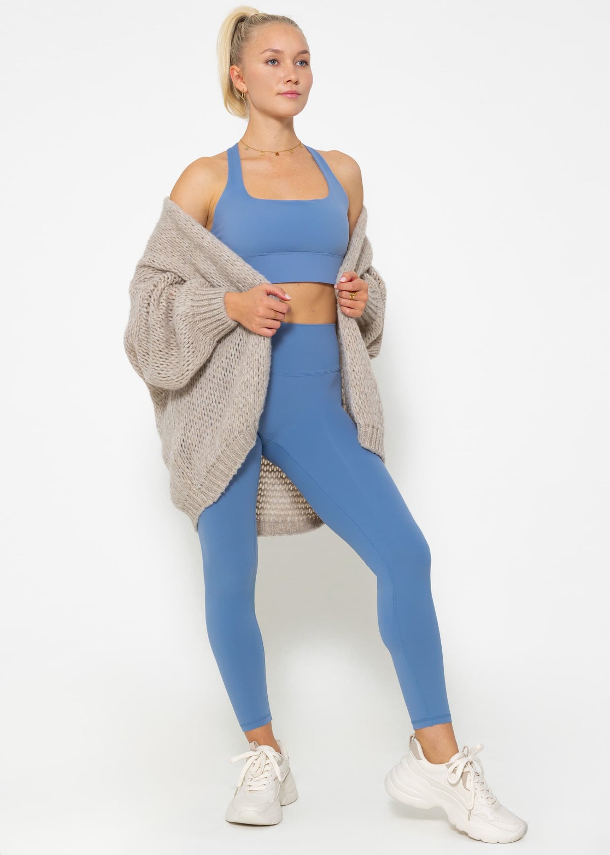 High-waisted sports leggings - blue
