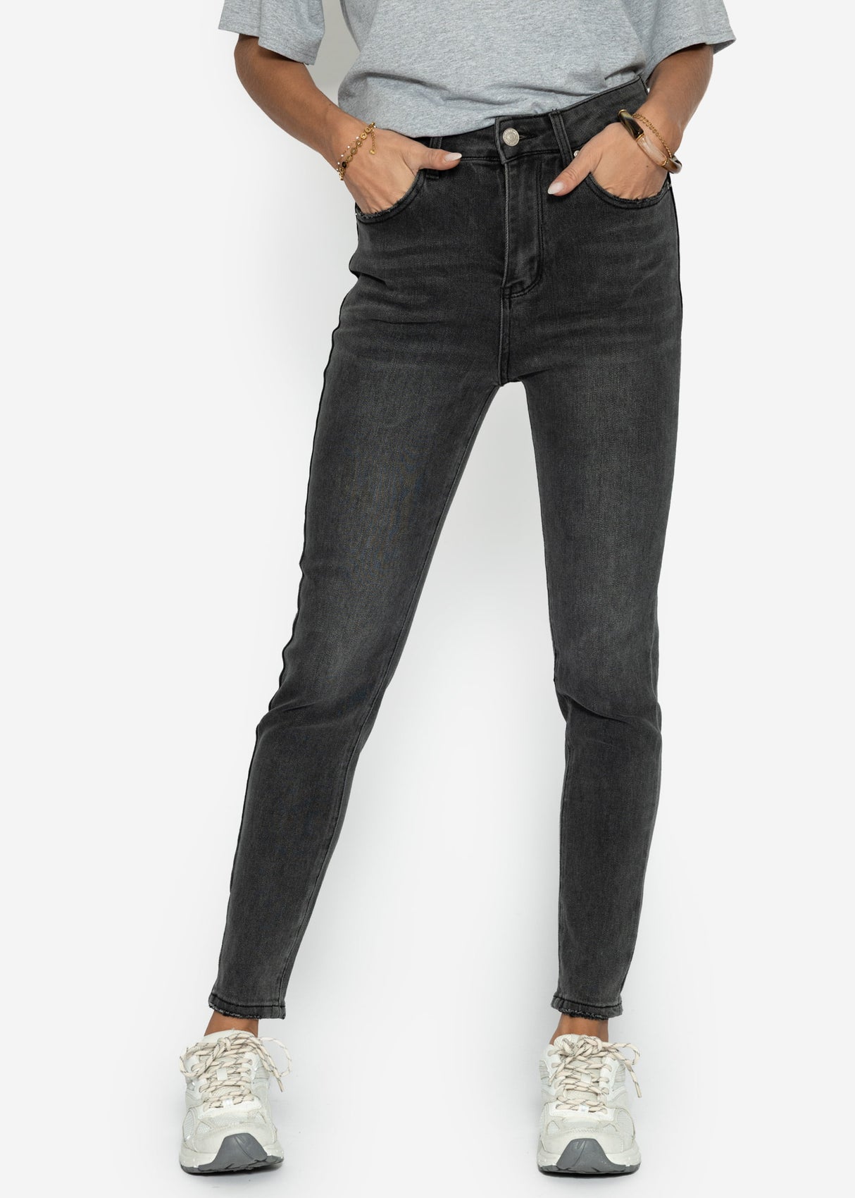 Highwaist Skinny Jeans - grau