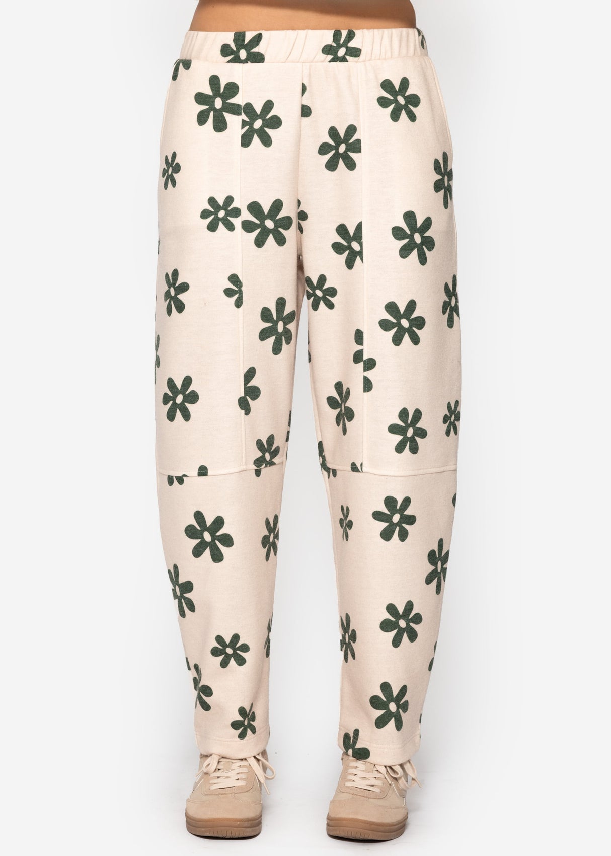 Pants with floral print - Off-white