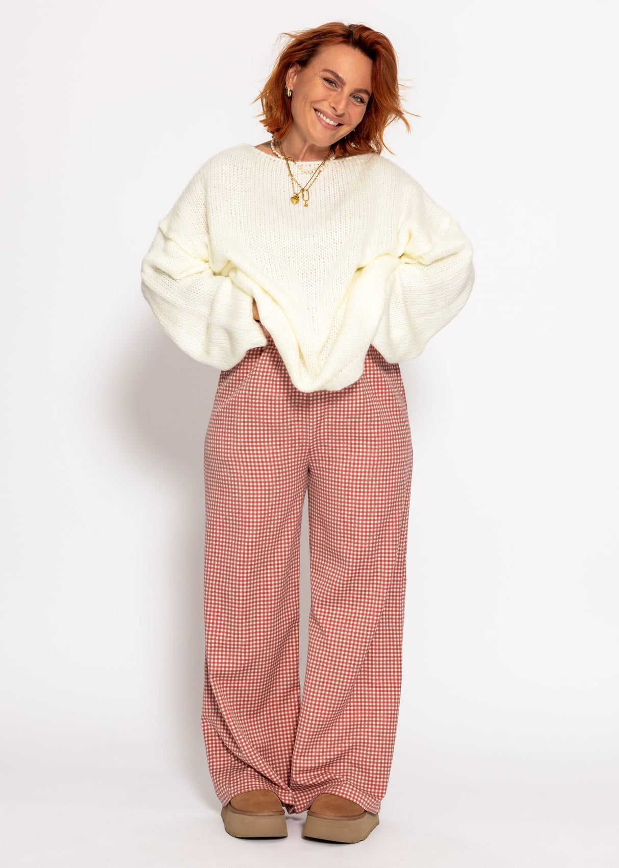 Hose mit Vichy-Print - rot