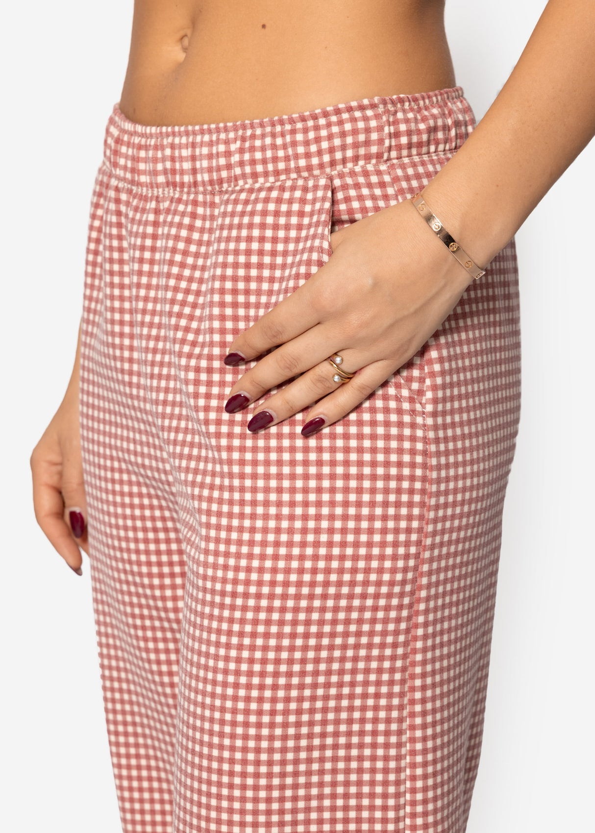 Hose mit Vichy-Print - rot