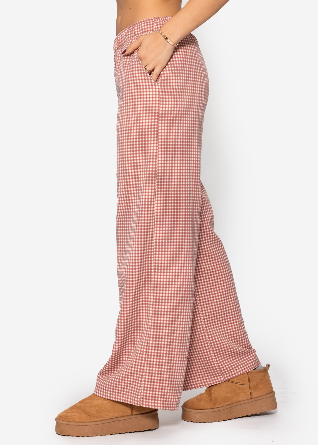 Hose mit Vichy-Print - rot