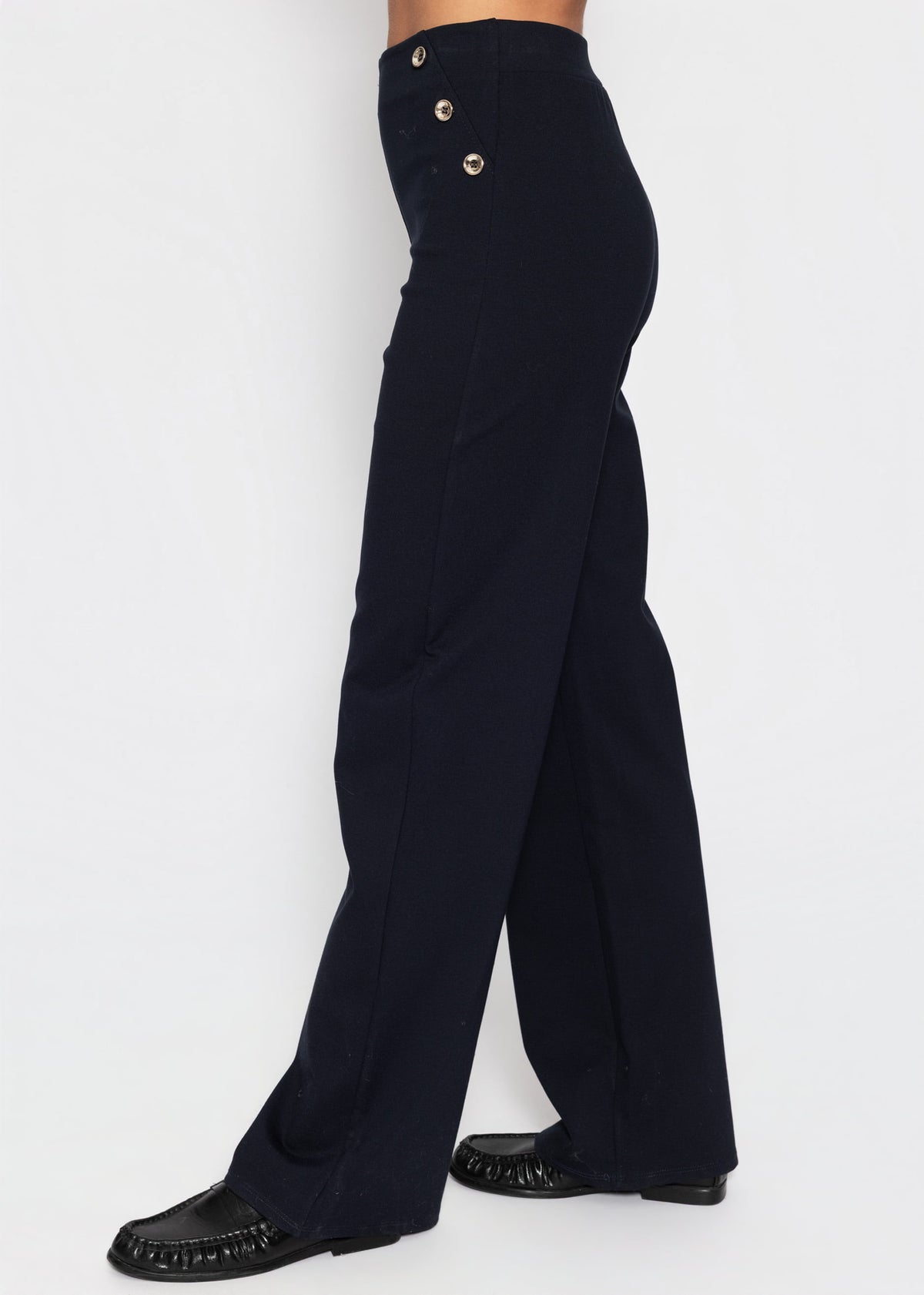 Trousers with decorative buttons - dark blue