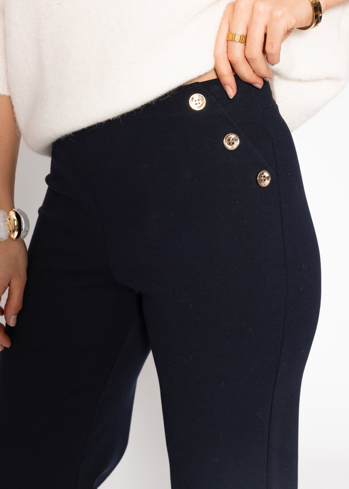 Hose mit Zierknöpfen - dunkelblau