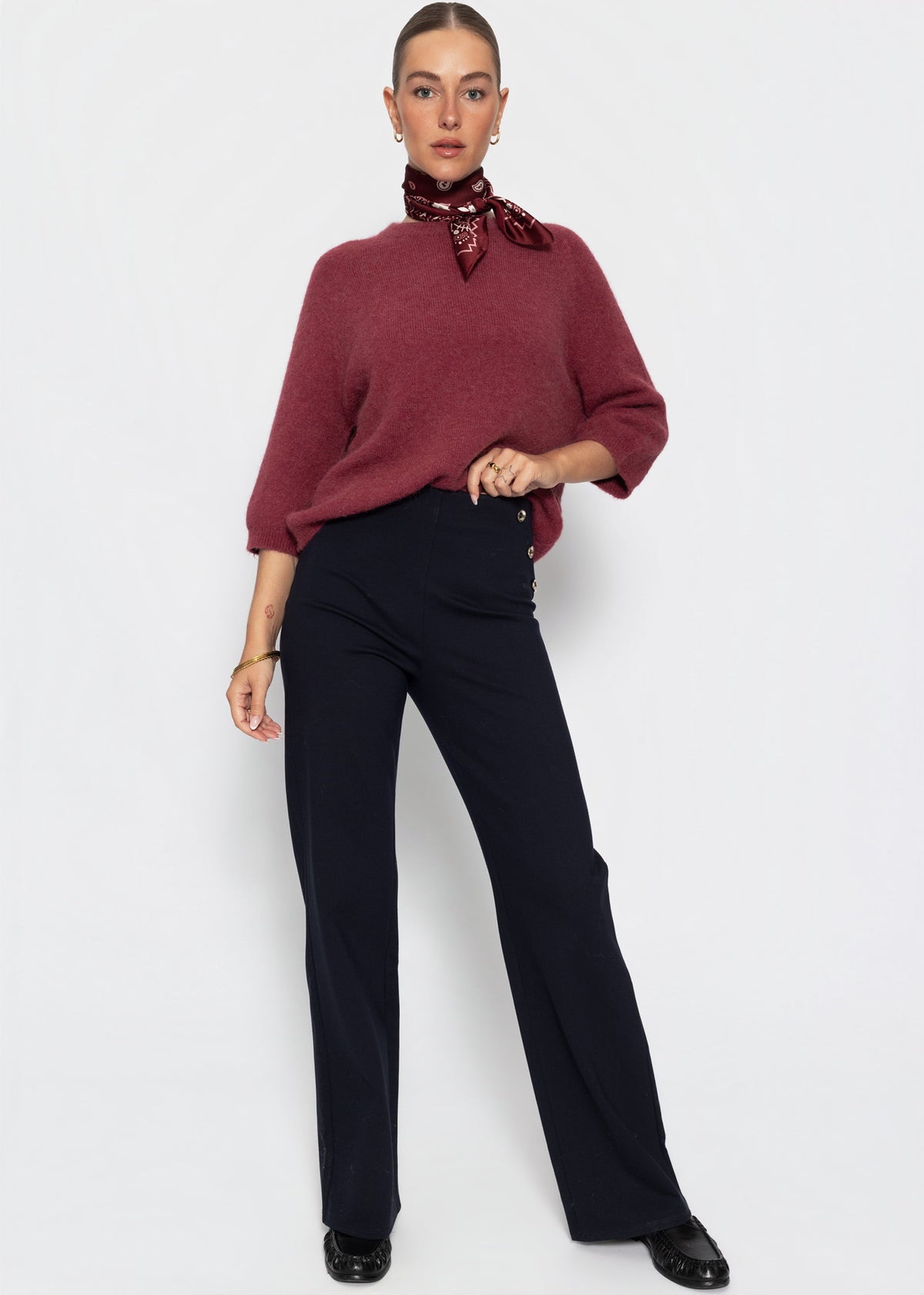 Trousers with decorative buttons - dark blue