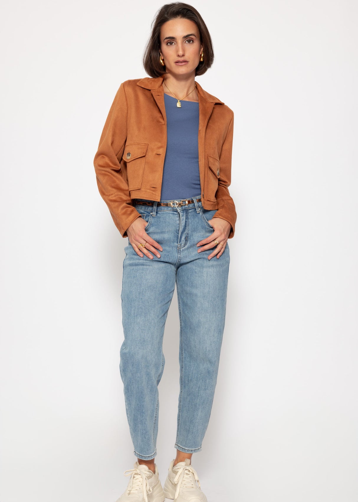 Suede-look jacket - cognac