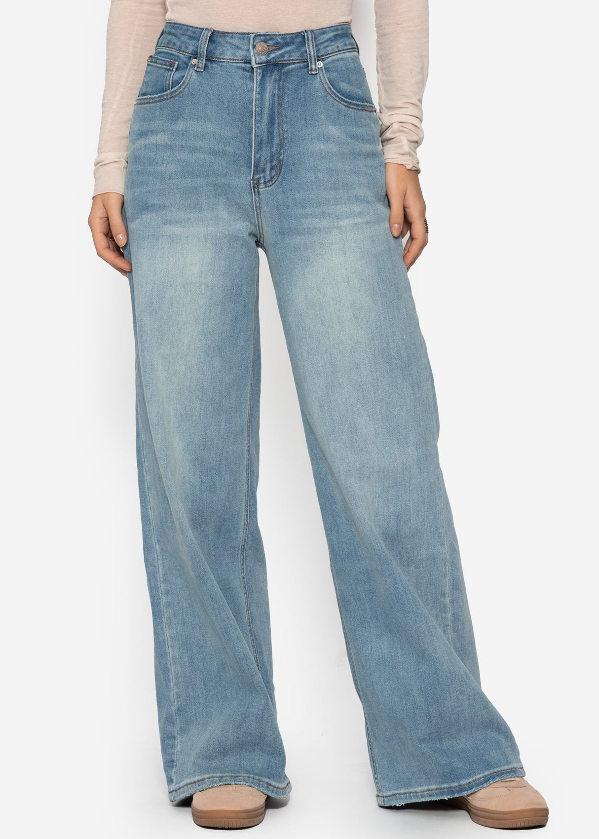 Jeans mit weitem Bein - blau