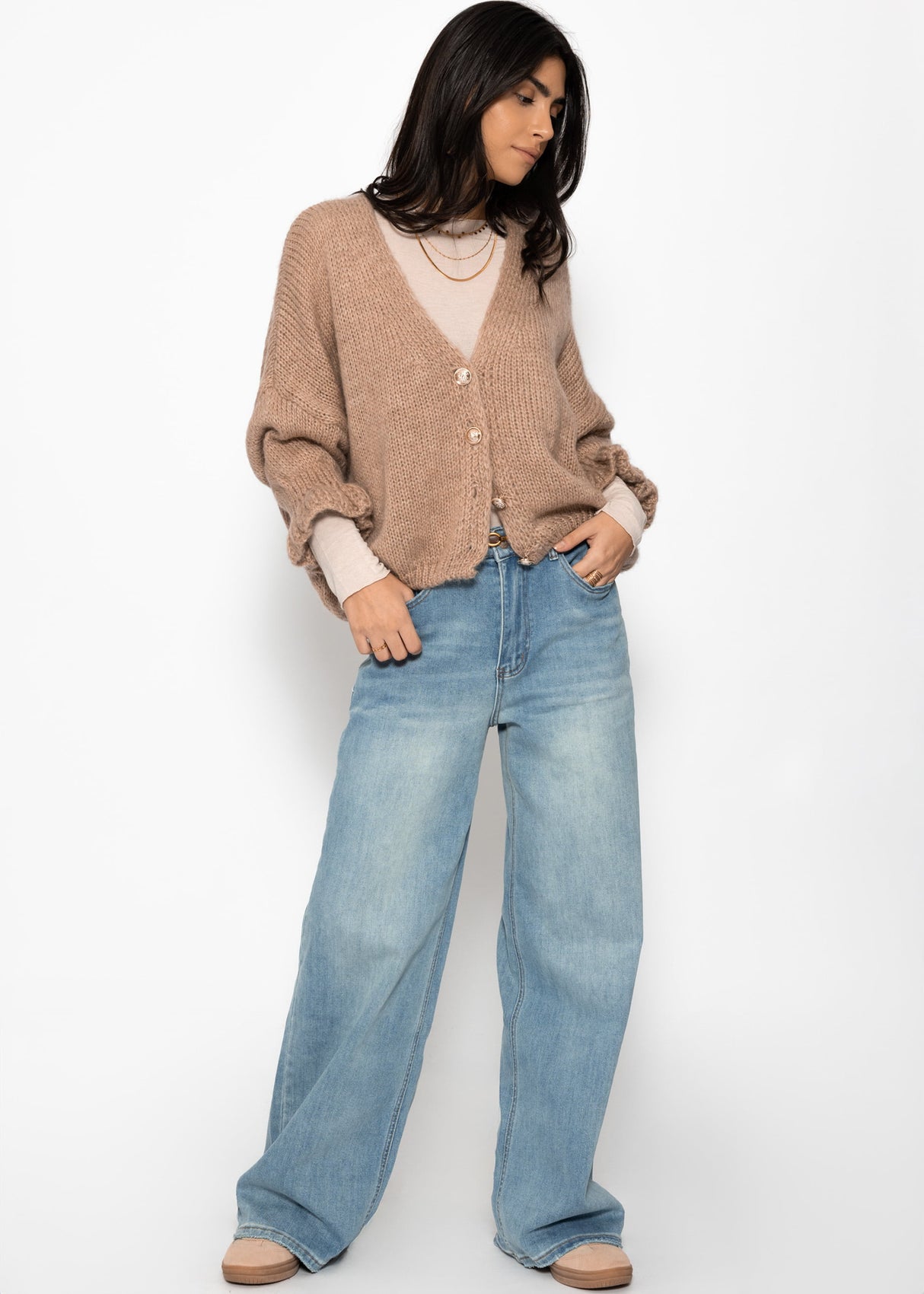 Jeans mit weitem Bein - blau