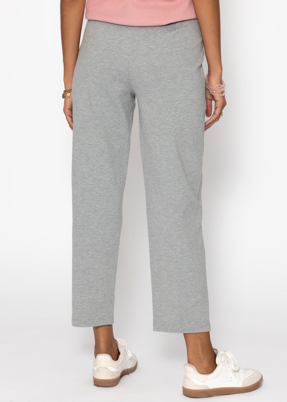 Jersey Chinos mit Ziernaht - hellgrau