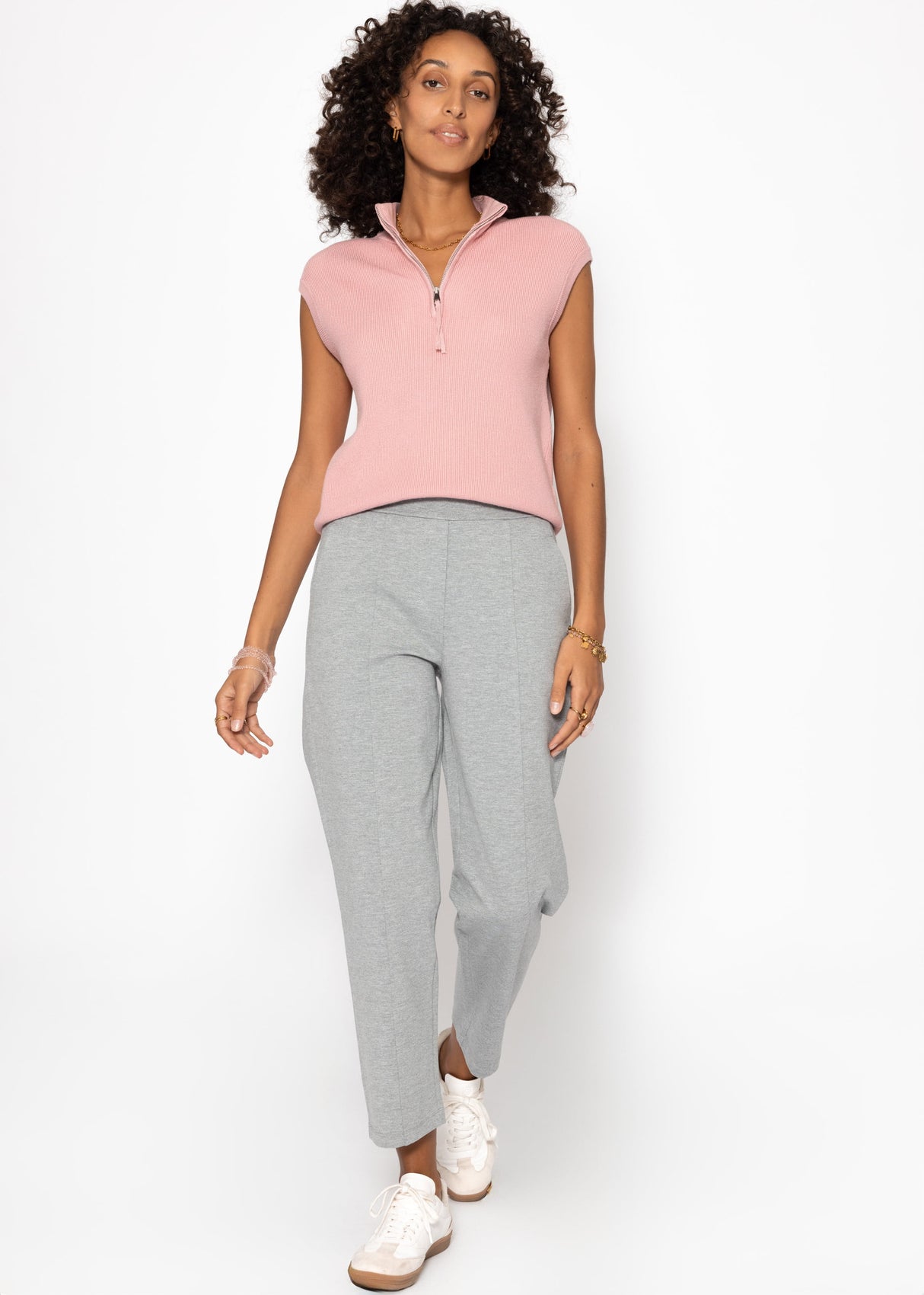 Jersey Chinos mit Ziernaht - hellgrau