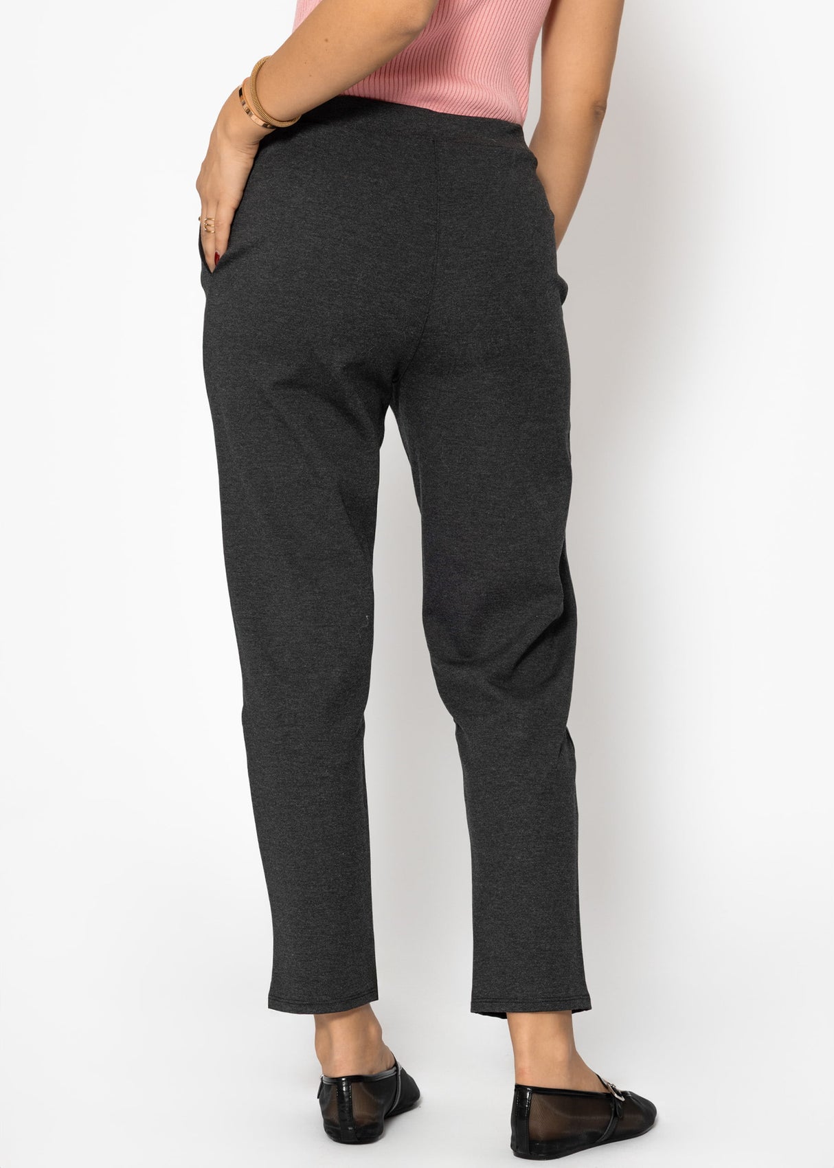 Jersey chinos with decorative stitching - dark grey