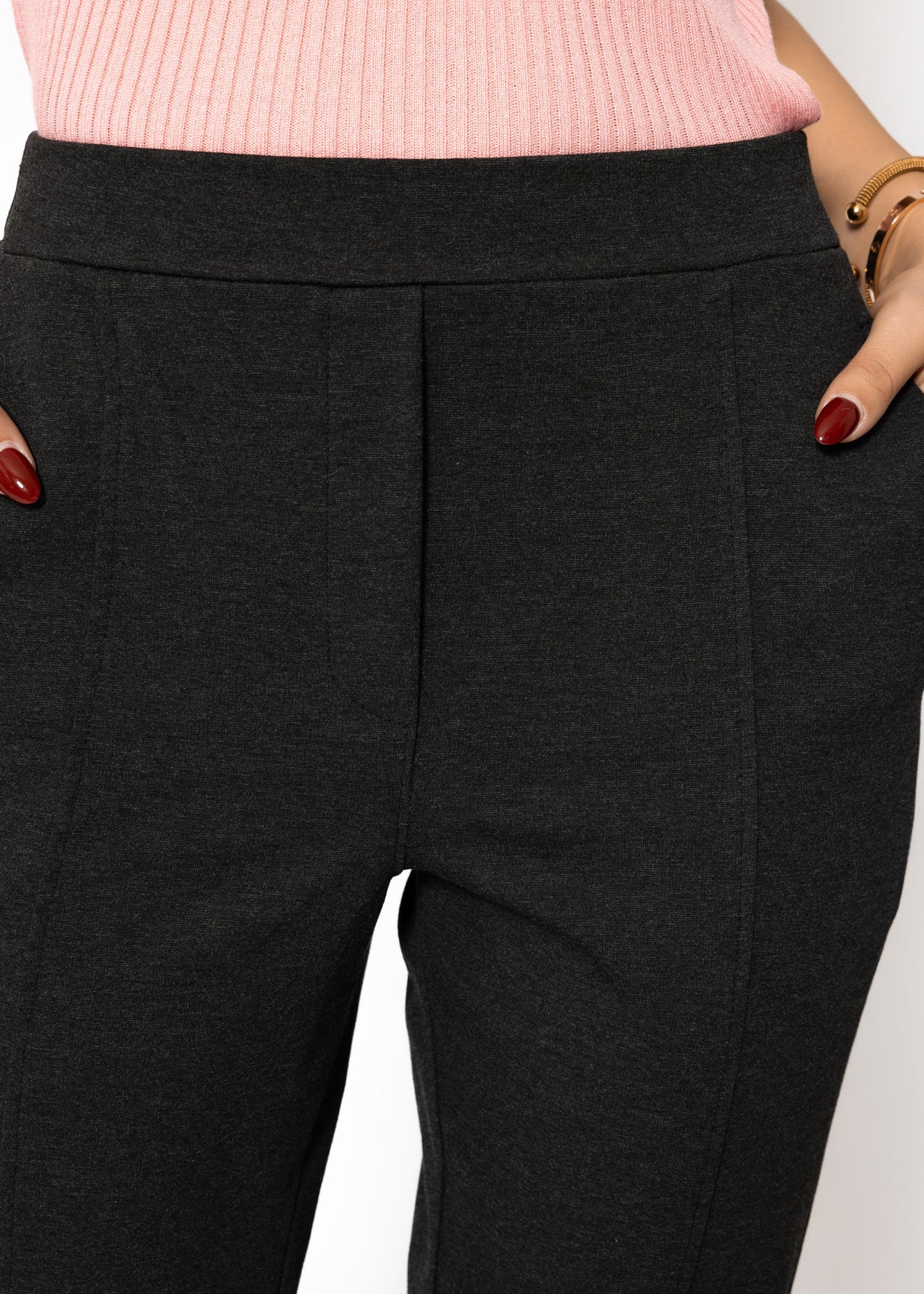 Jersey chinos with decorative stitching - dark grey