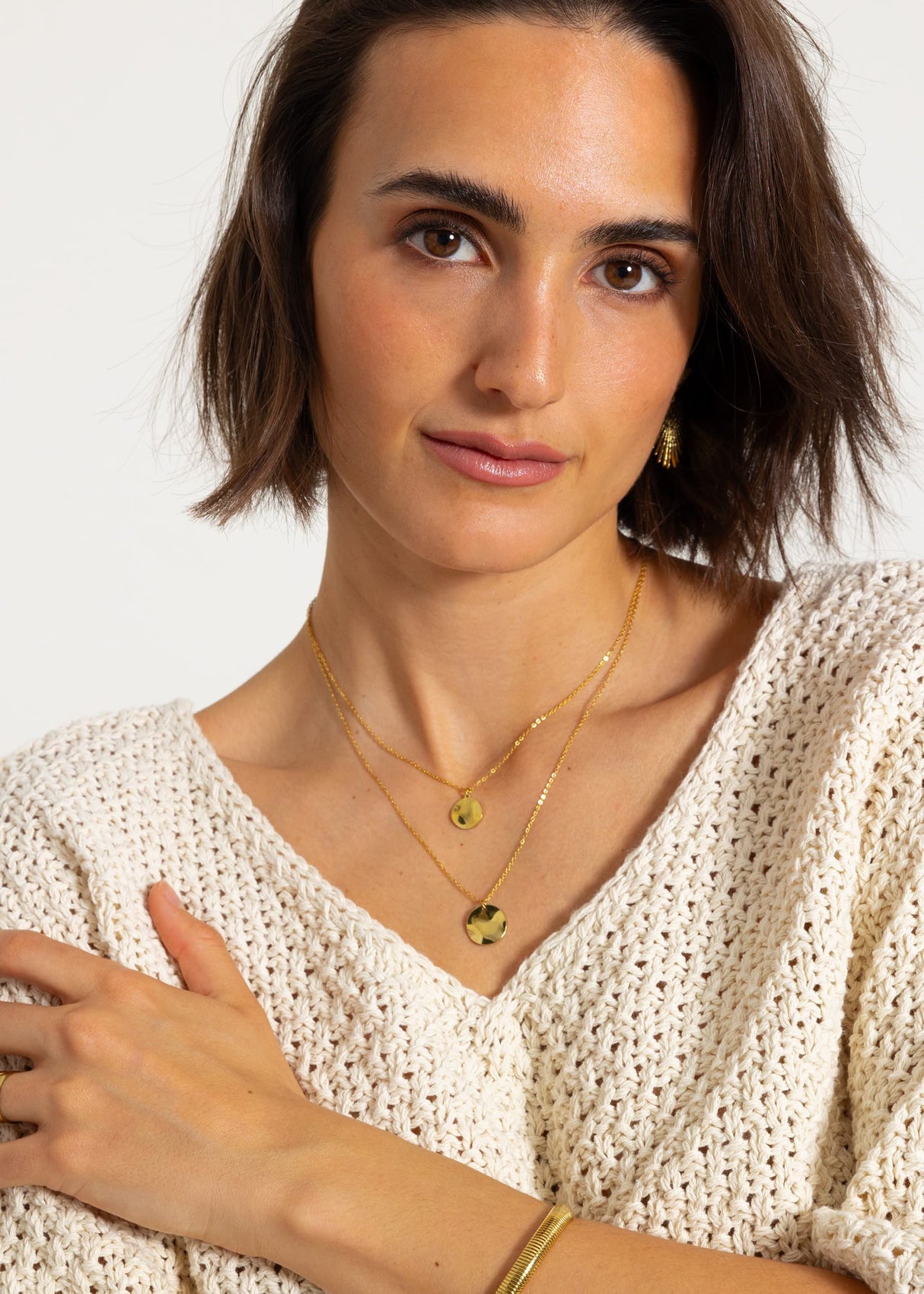 Combined chain with pendants, gold