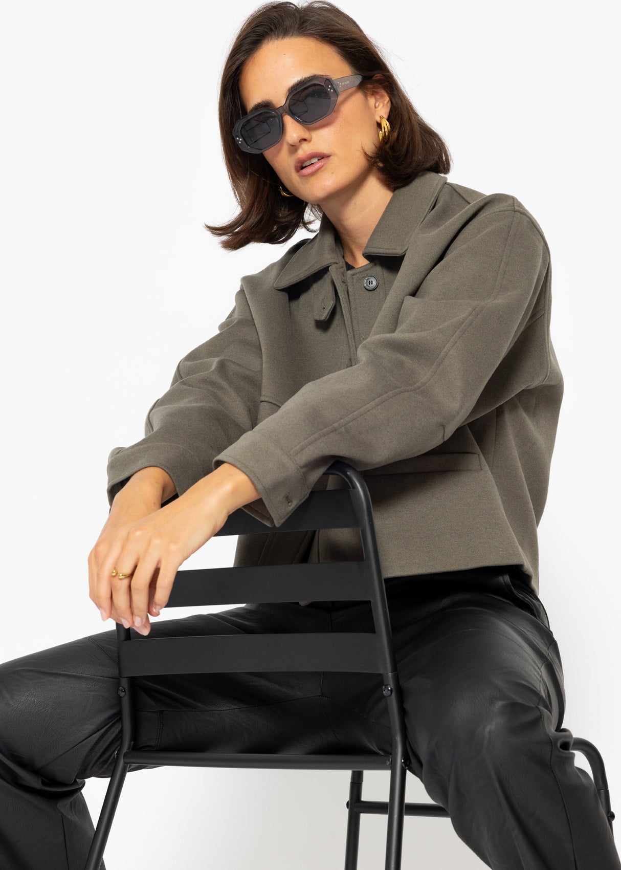 Short jacket with lining - khaki