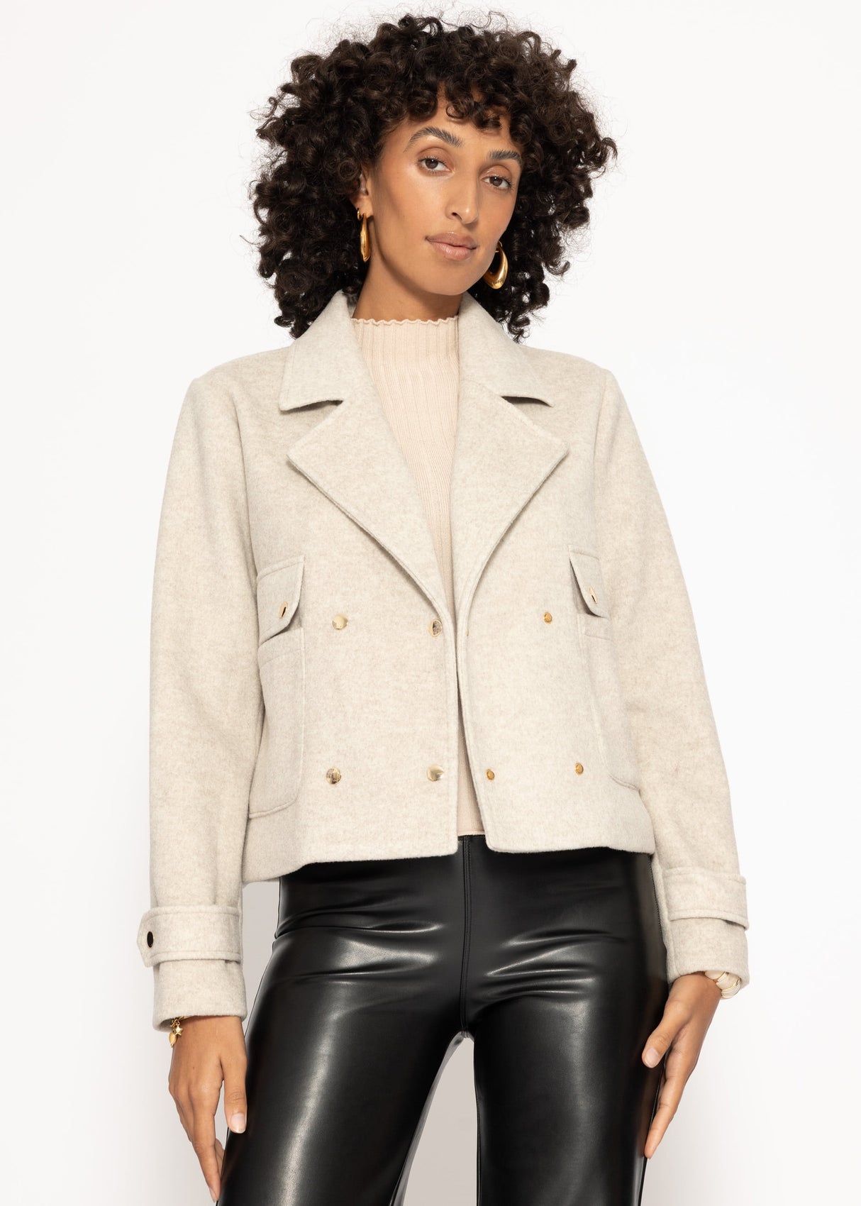Short jacket with reversible collar - gray