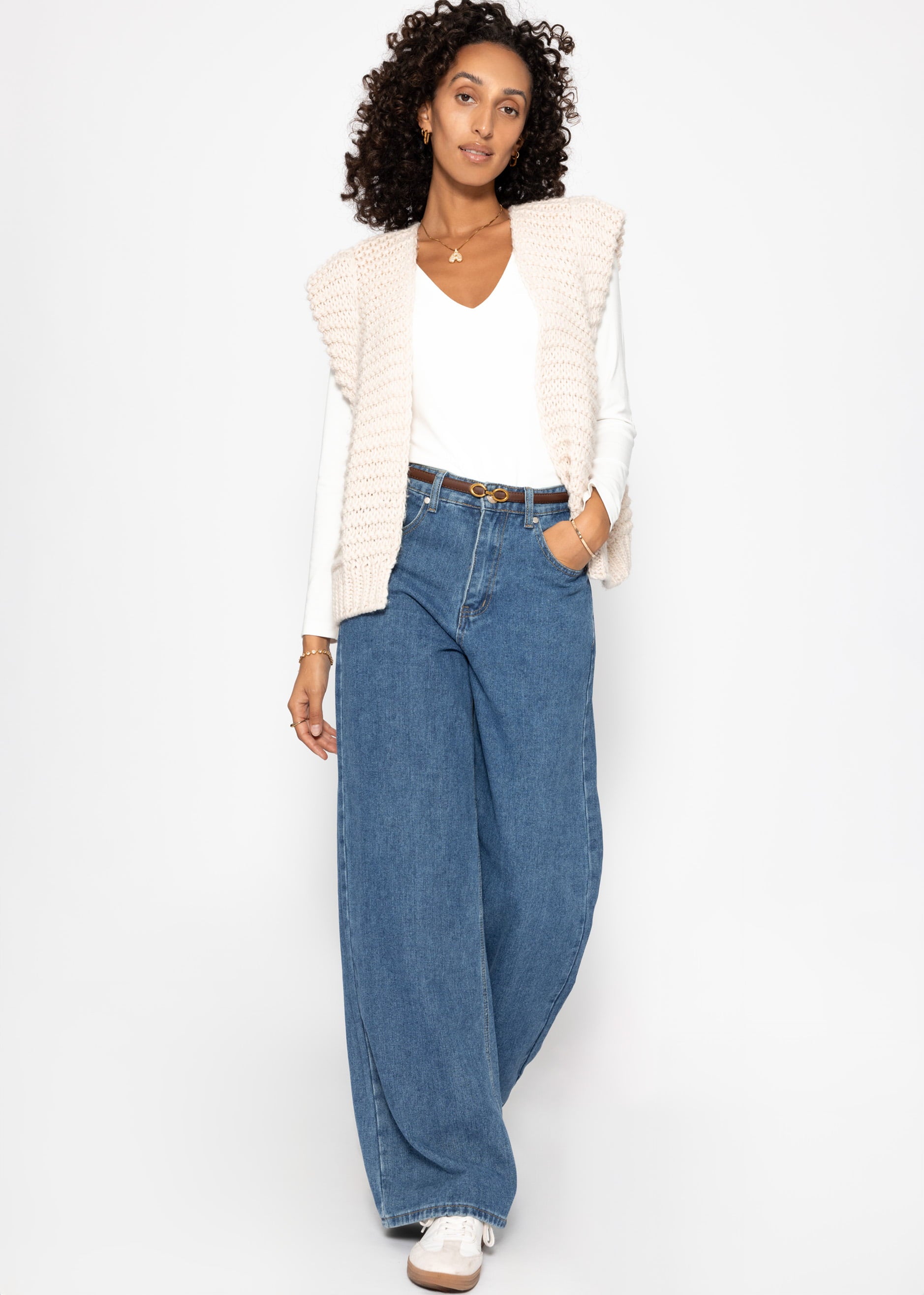 Langarm Body mit V-Ausschnitt - weiß