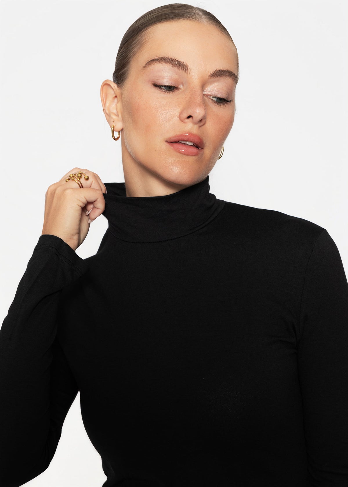 Langarm Shirt mit Rollkragen - schwarz