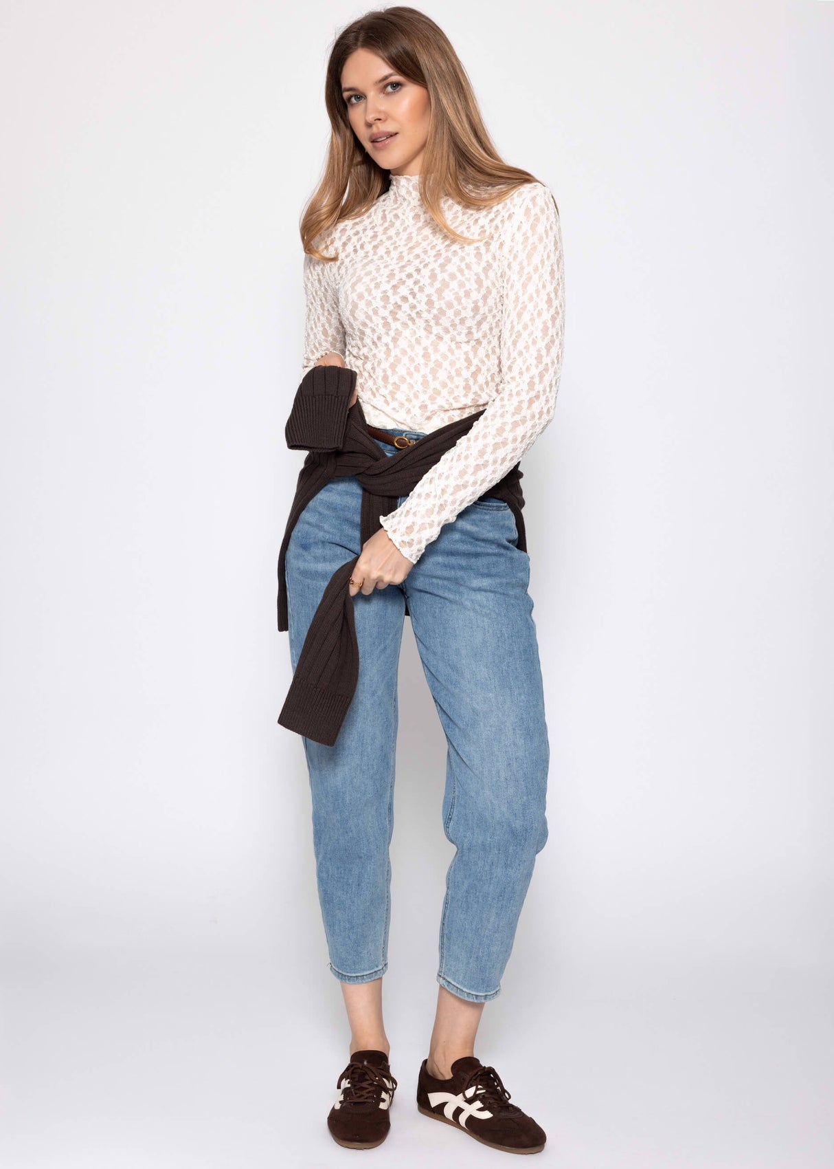 Langarmshirt aus Spitze - offwhite