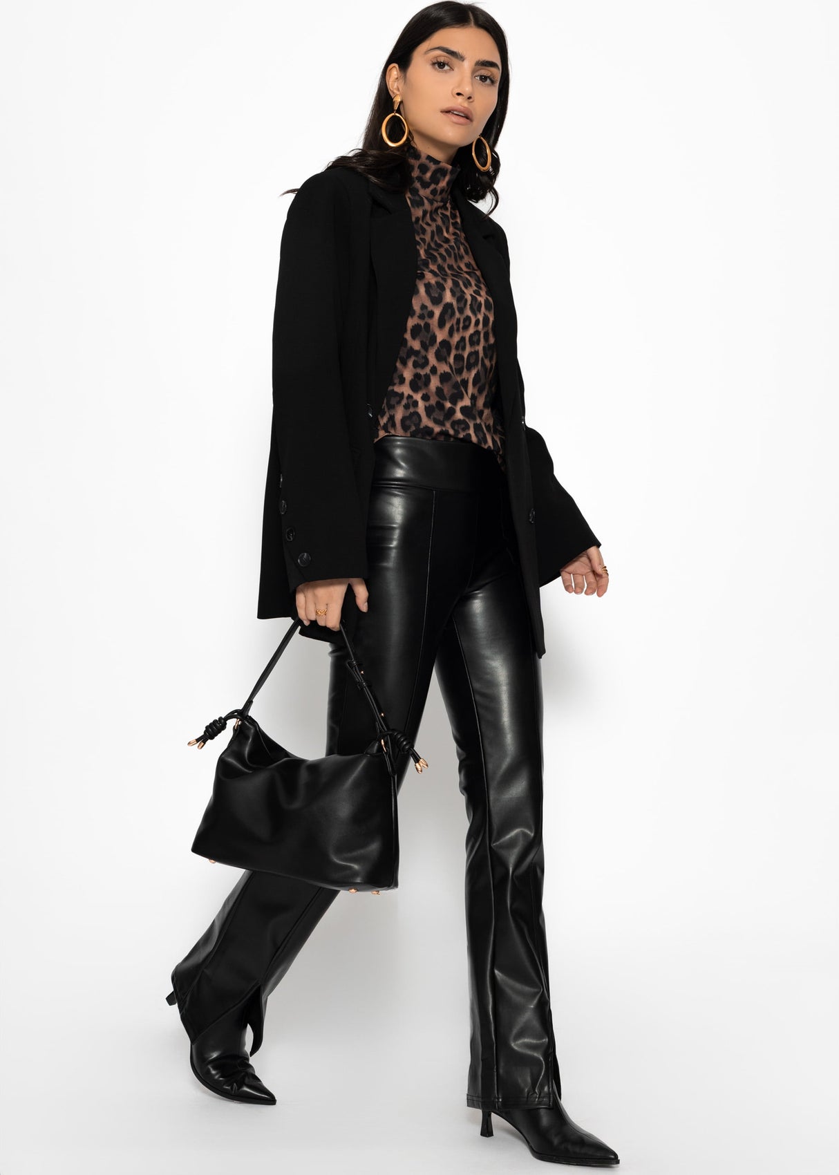 Langarmshirt im Leo-Print - braun