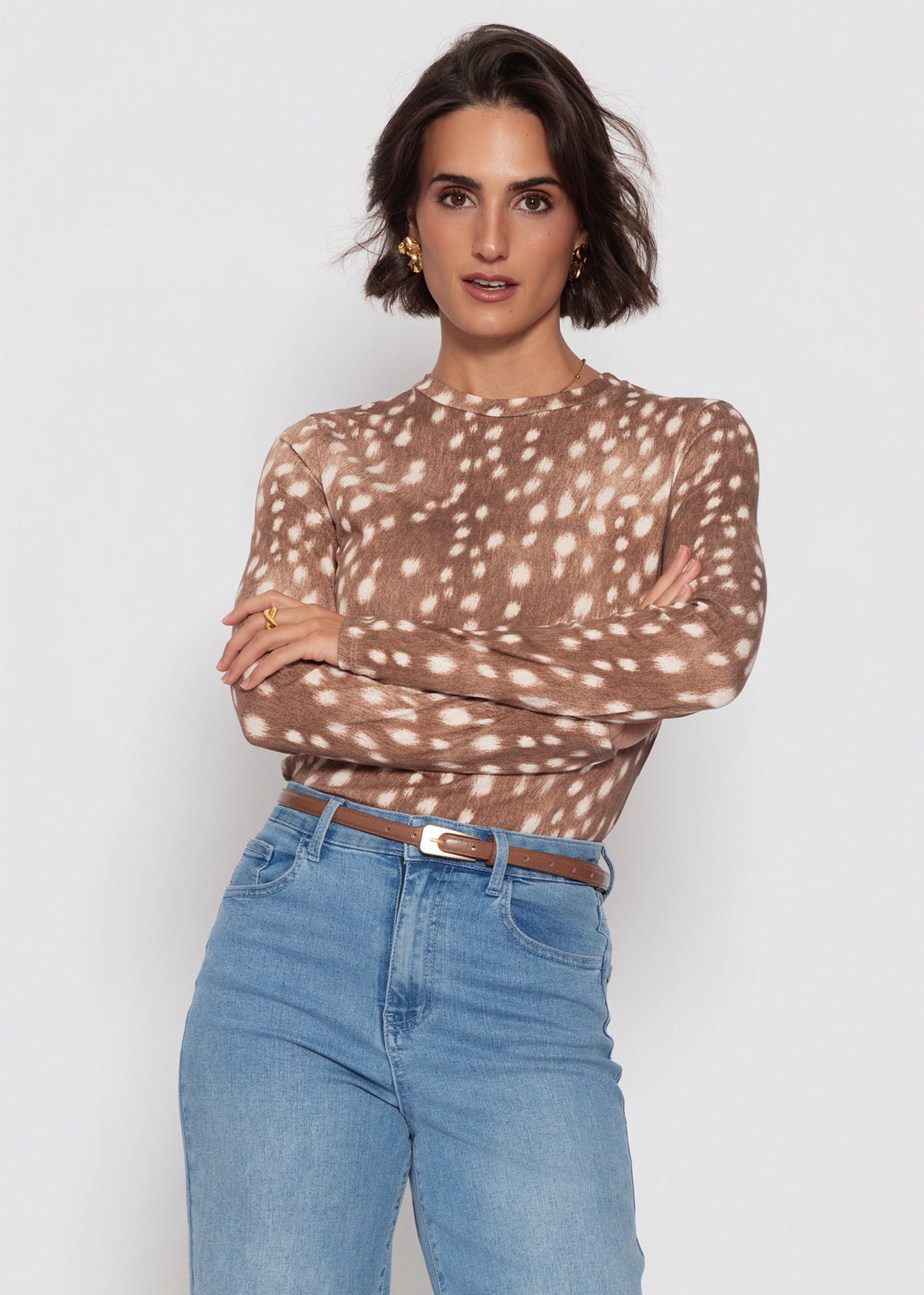 Langarmshirt mit Bambi-Print - dunkelbraun