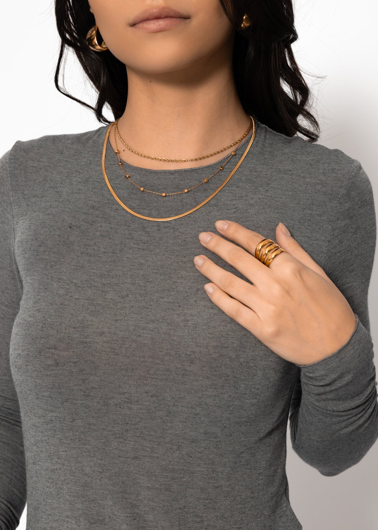 Langarmshirt mit Kaschmiranteil - dunkelgrau