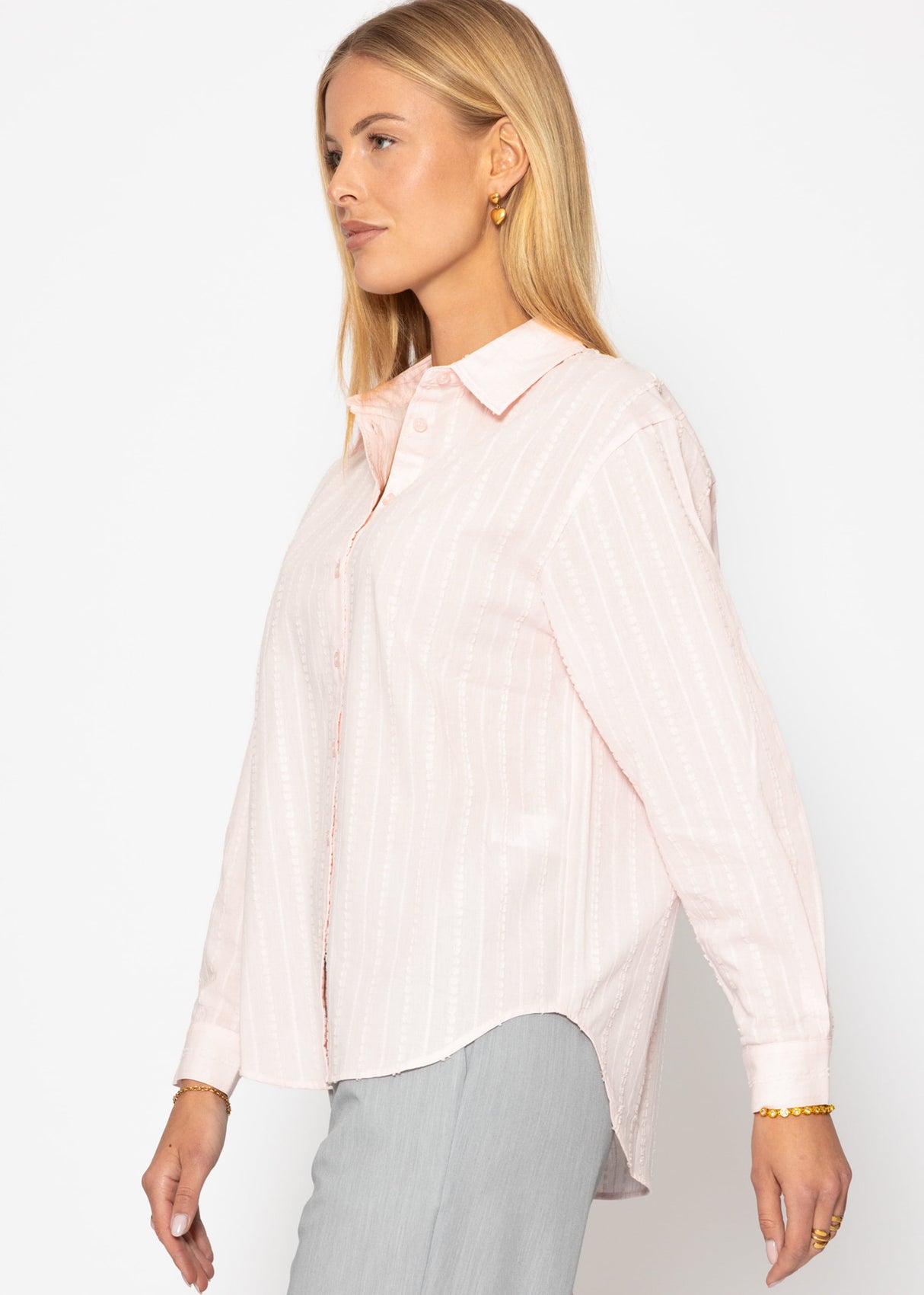Lässige Bluse mit Struktur - rosa