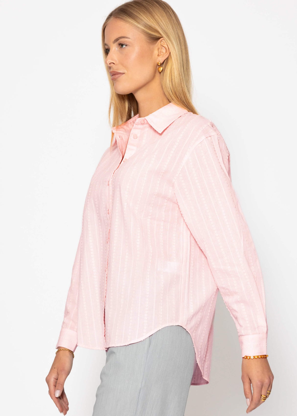 Lässige Bluse mit Struktur - rosa