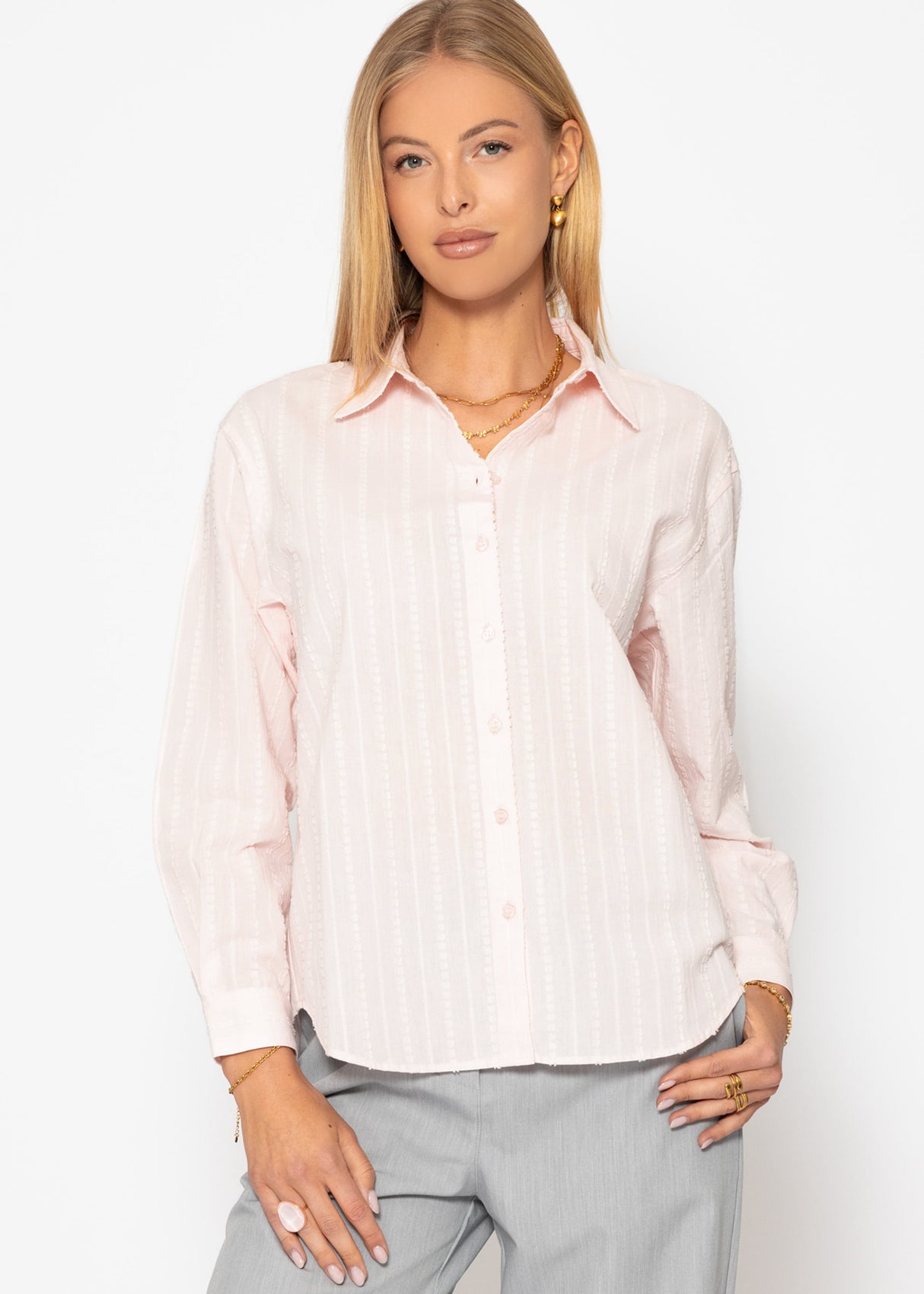 Lässige Bluse mit Struktur - rosa