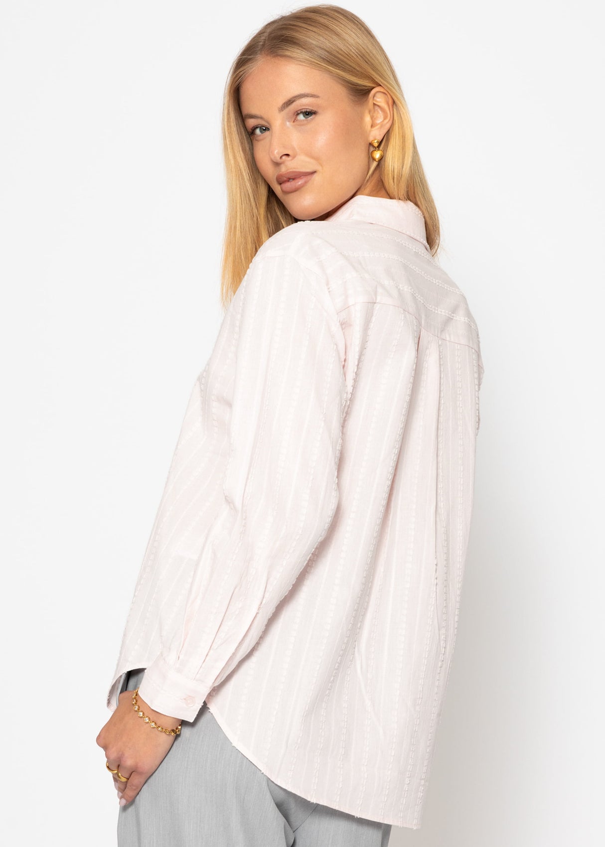 Lässige Bluse mit Struktur - rosa