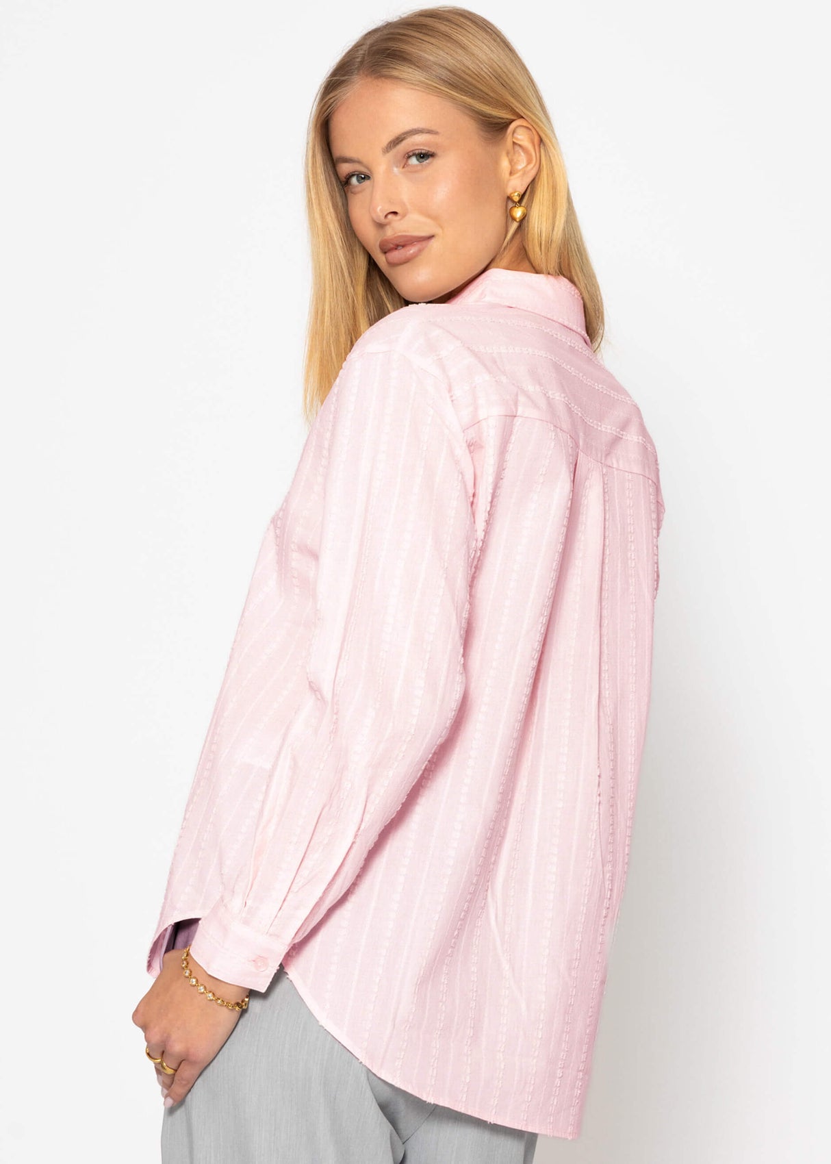 Lässige Bluse mit Struktur - rosa
