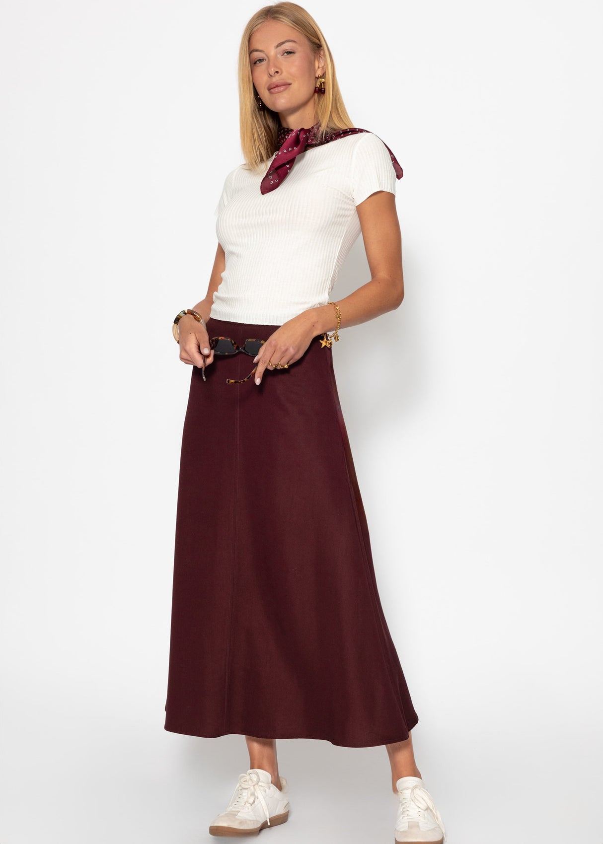 Casual maxi skirt - burgundy
