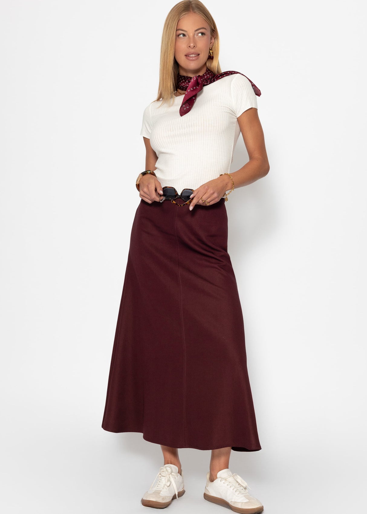 Casual maxi skirt - burgundy