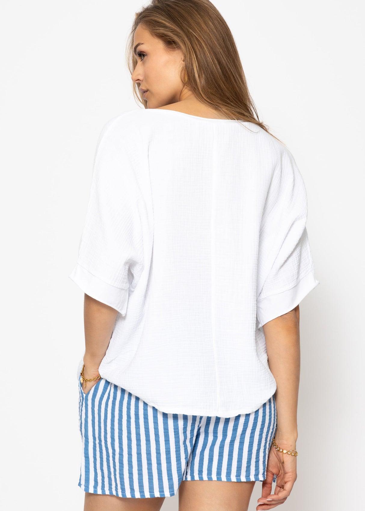 Casual muslin shirt - white