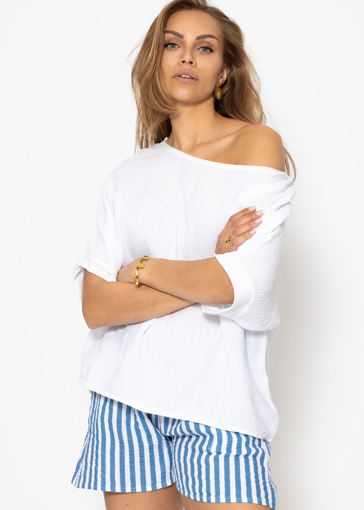 Casual muslin shirt - white