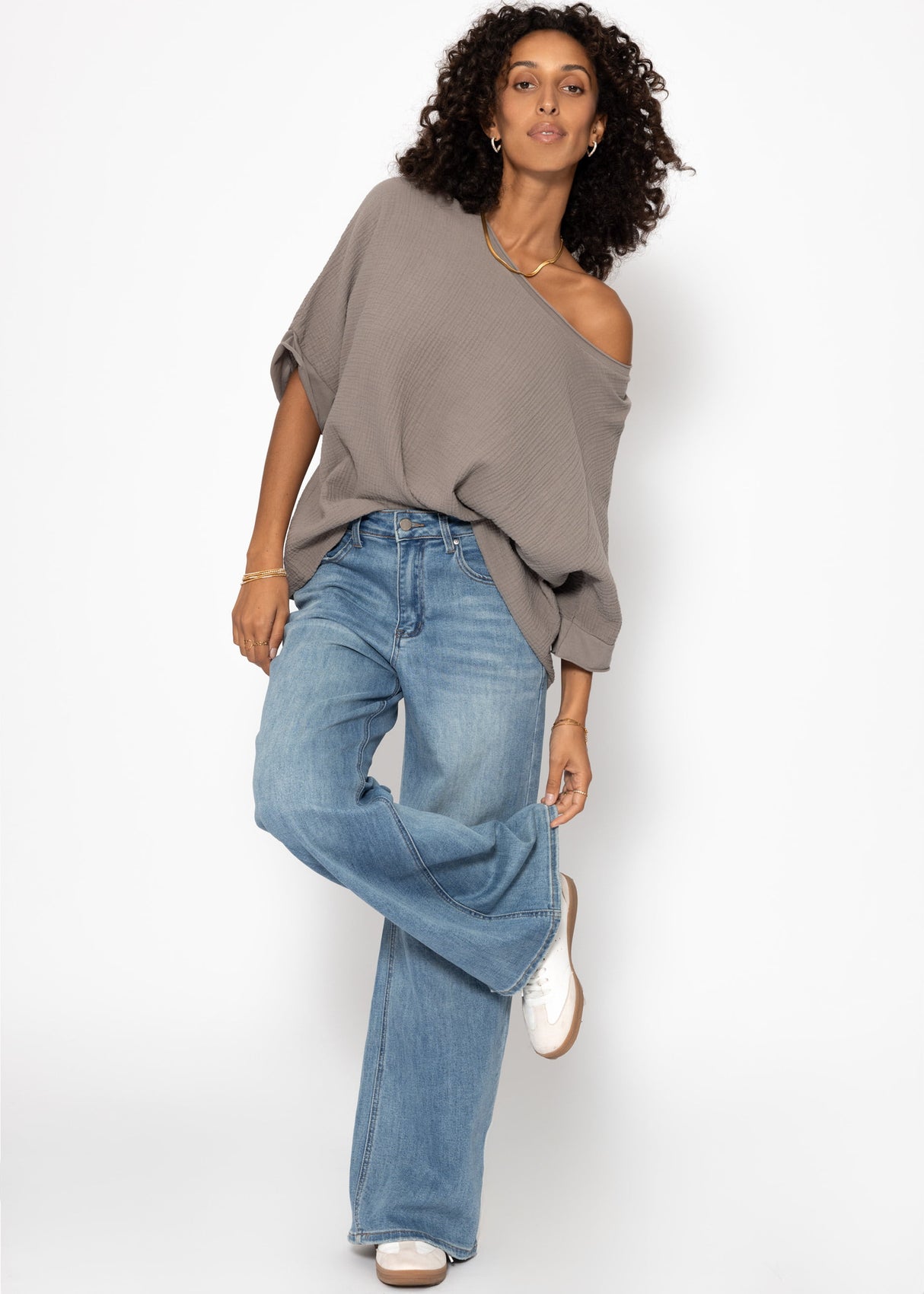 Lässiges Musselin Shirt - taupe