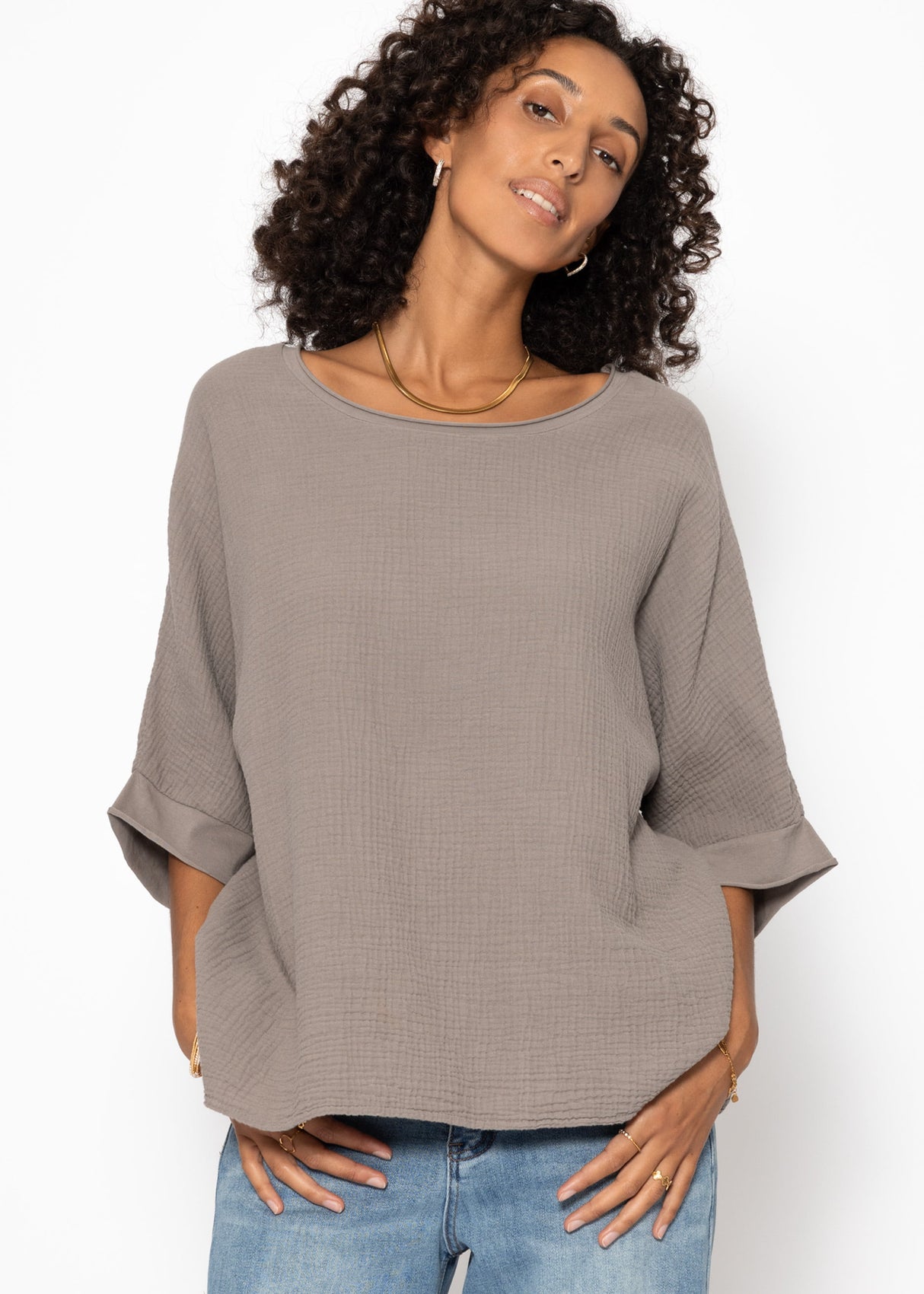 Lässiges Musselin Shirt - taupe