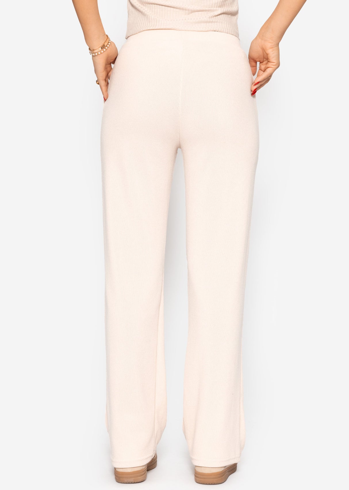 Loungewear Hose in Rippoptik - beige