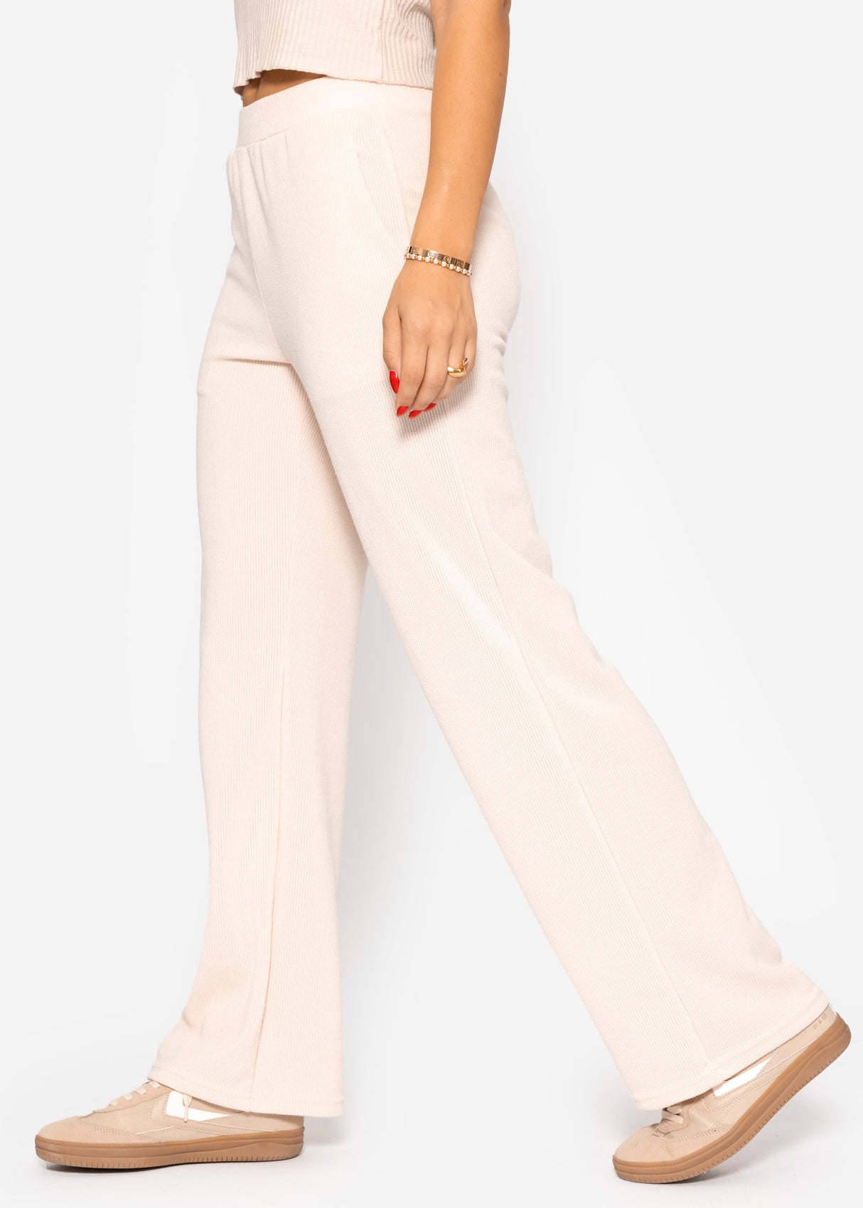 Loungewear Hose in Rippoptik - beige