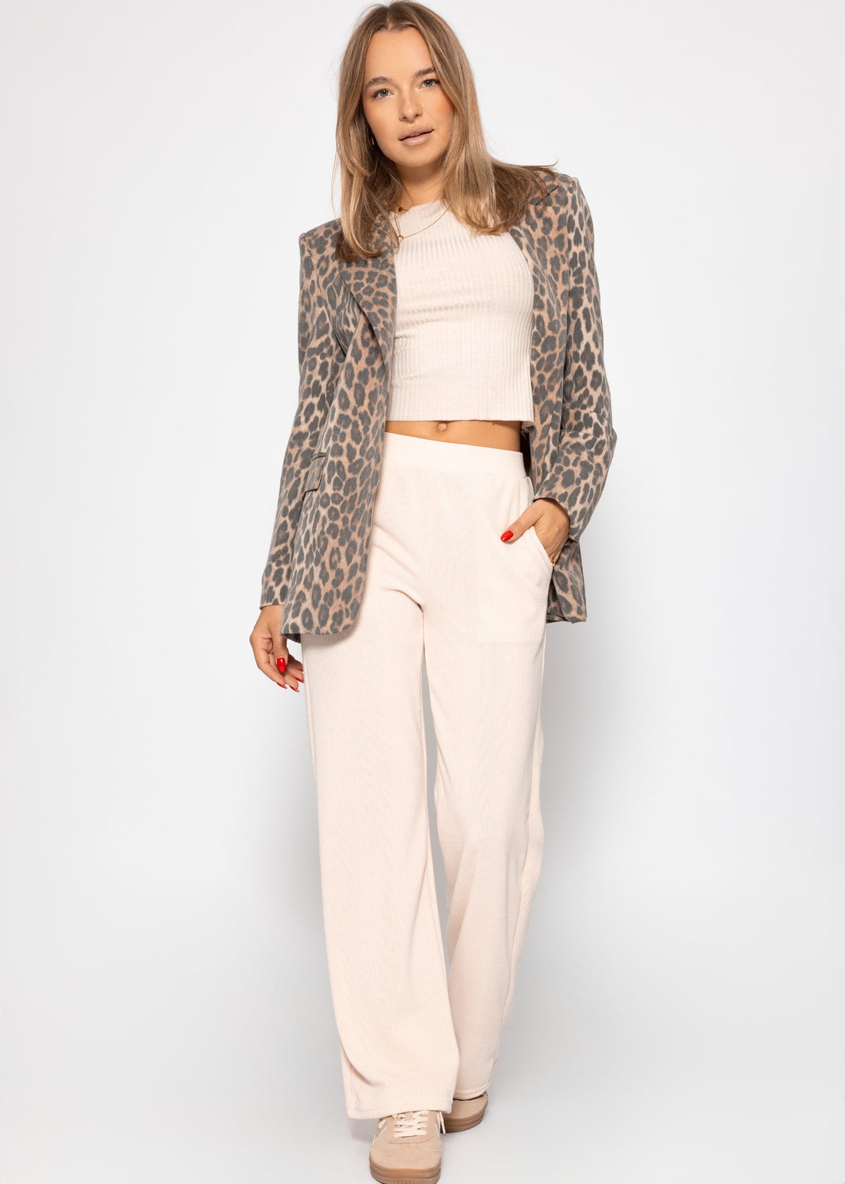 Loungewear Hose in Rippoptik - beige