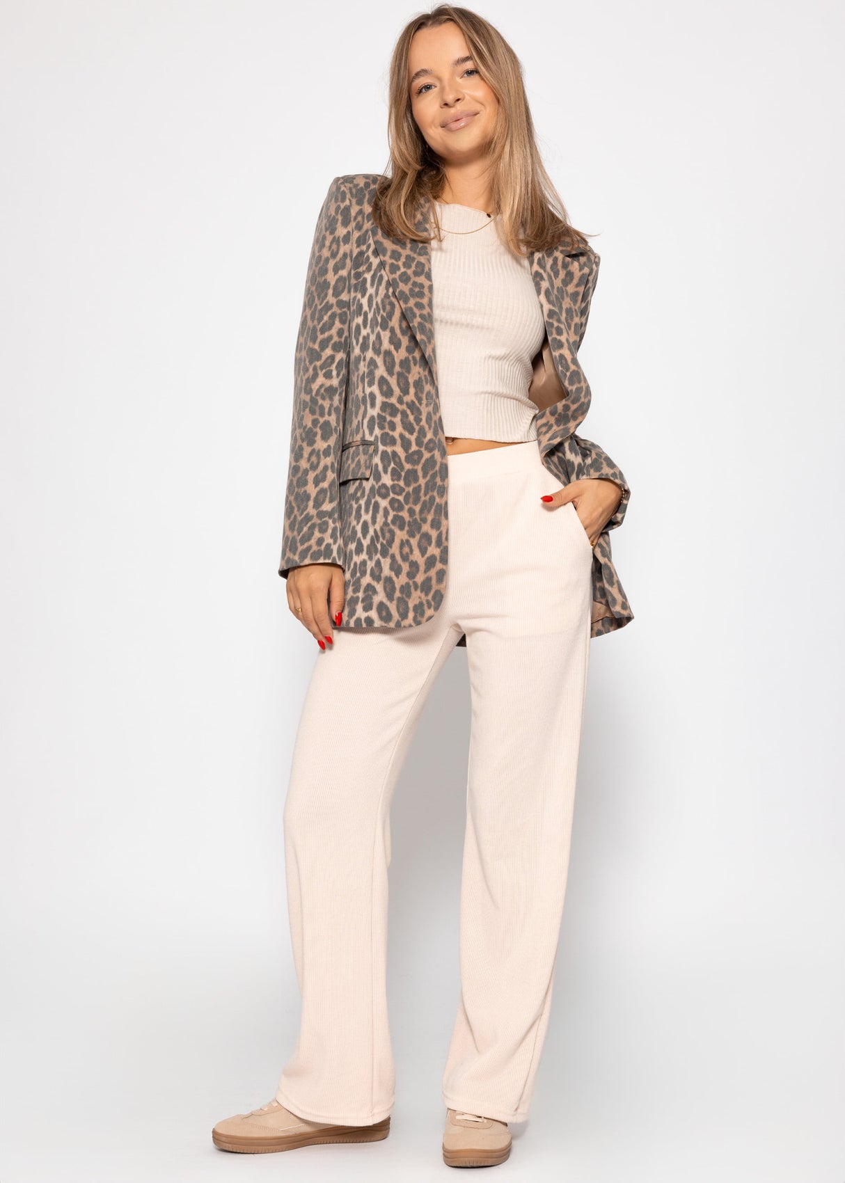Loungewear Hose in Rippoptik - beige