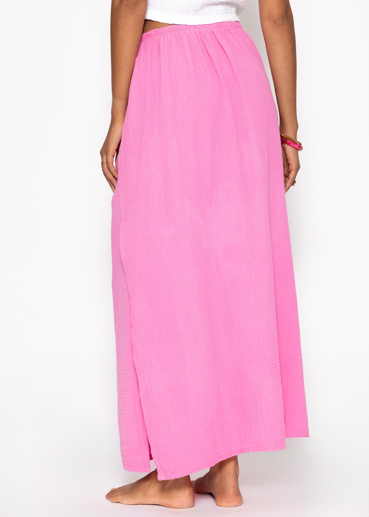 Maxi Musselin Rock mit Schlitz - pink