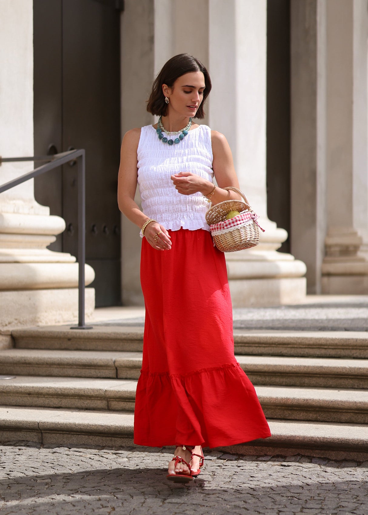 sassyclassy Maxi Rock mit Volant - rot