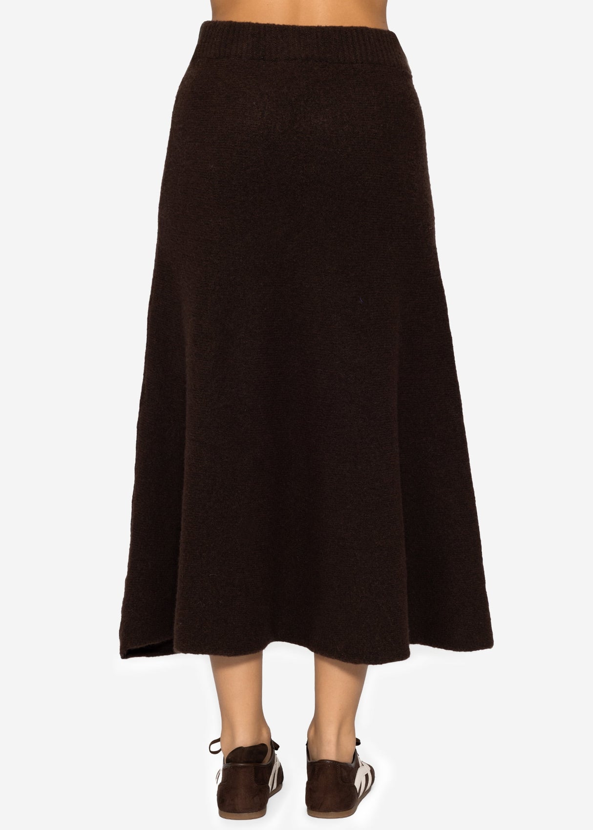 Maxi knit skirt in A-line - dark brown