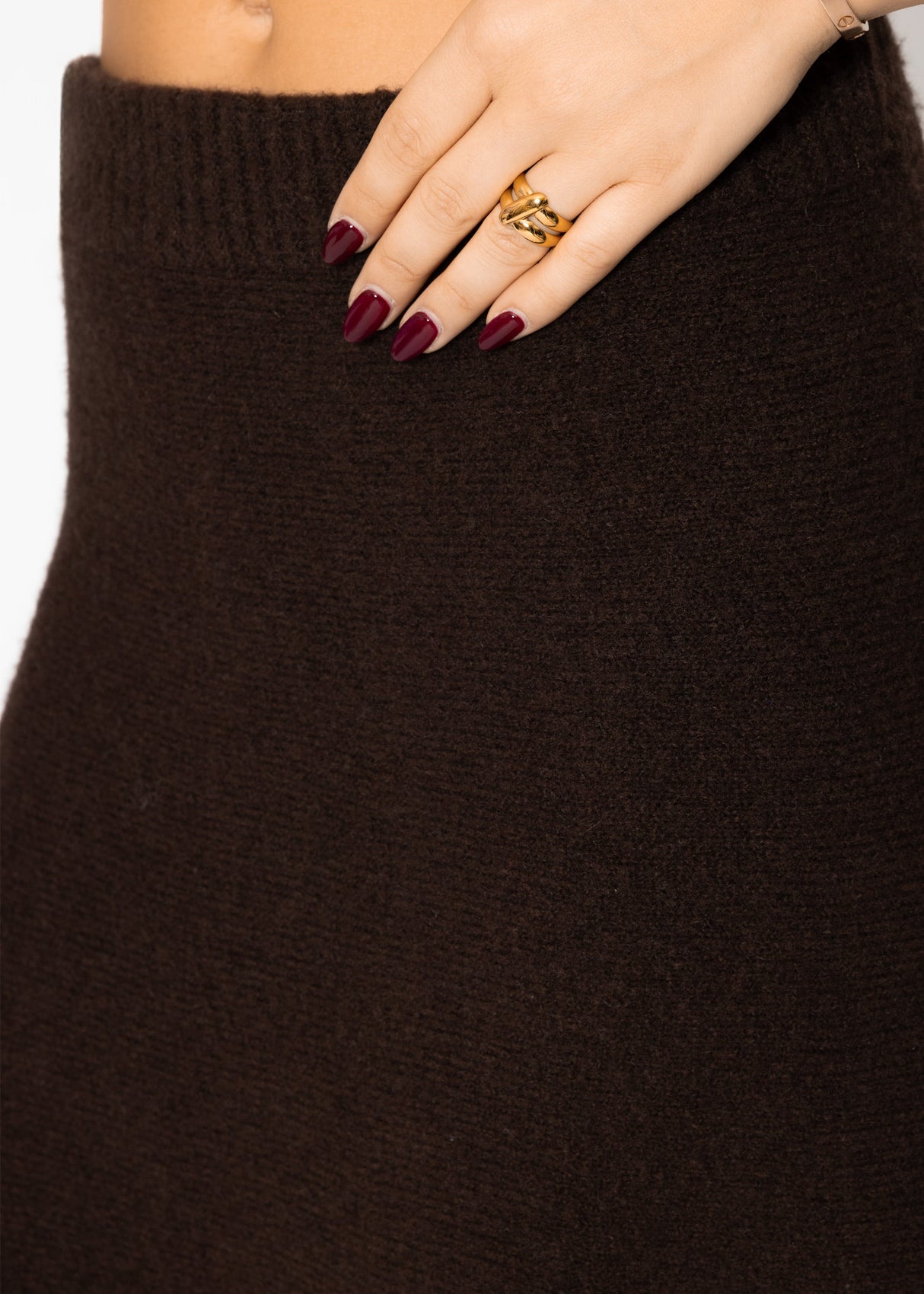 Maxi knit skirt in A-line - dark brown