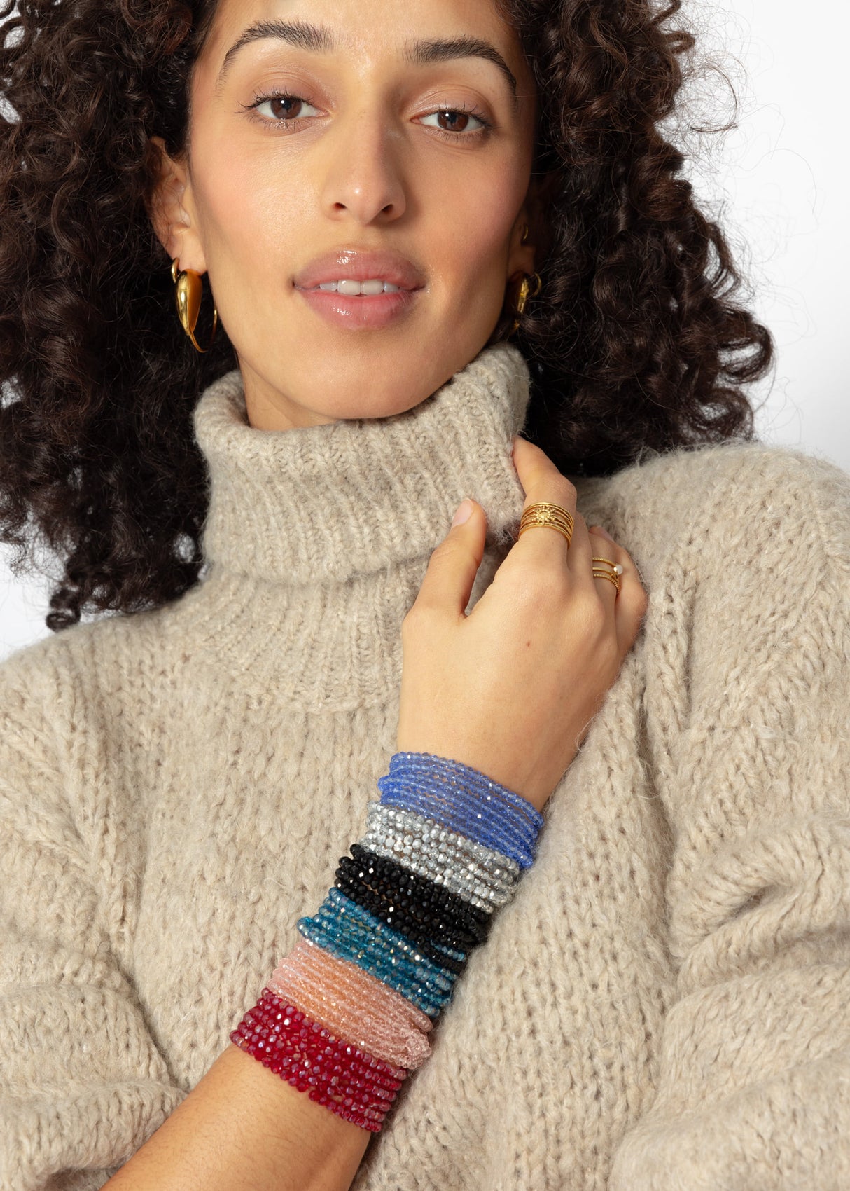 Multi-row pearl bracelet - black